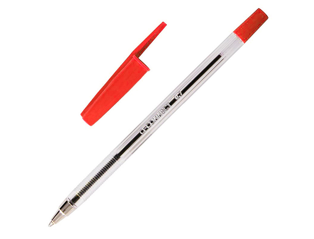BOLIGRAFO TRANSPARENTE Q-CONNECT ROJO MEDIO KF26041