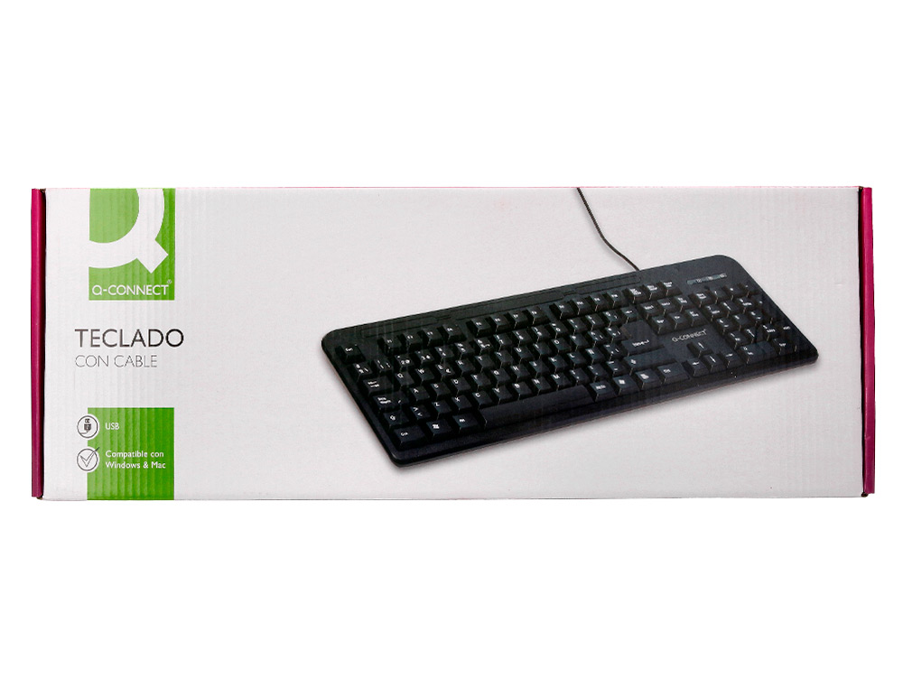 TECLADO Q-CONNECT NEGRO CON CABLE 1,5 M COMPATIBLE WINDOWS