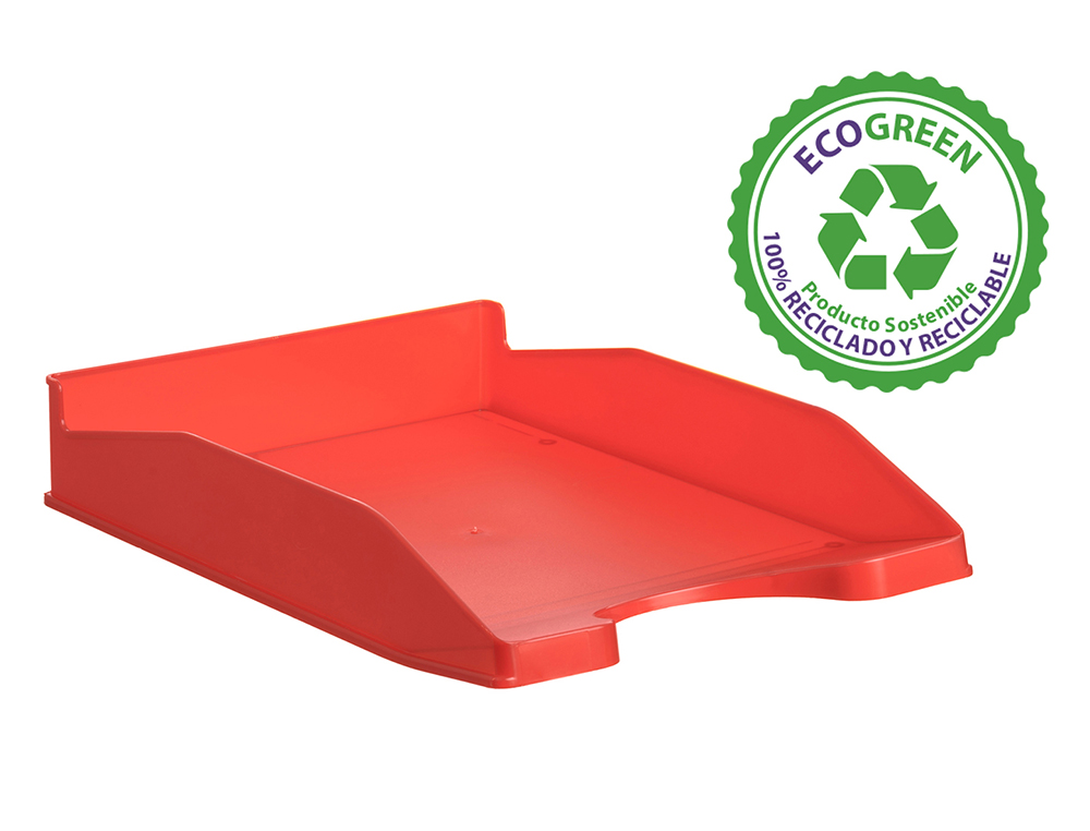 BANDEJA SOBREMESA ARCHIVO 2000 ECOGREEN PLASTICO 100% RECICLADA APILABLE FORMATOS DIN A4 Y FOLIO COLOR ROJO