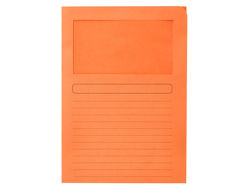 SUBCARPETA CARTULINA Q-CONNECT DIN A4 NARANJA CON VENTANA TRANSPARENTE 120 G/M2