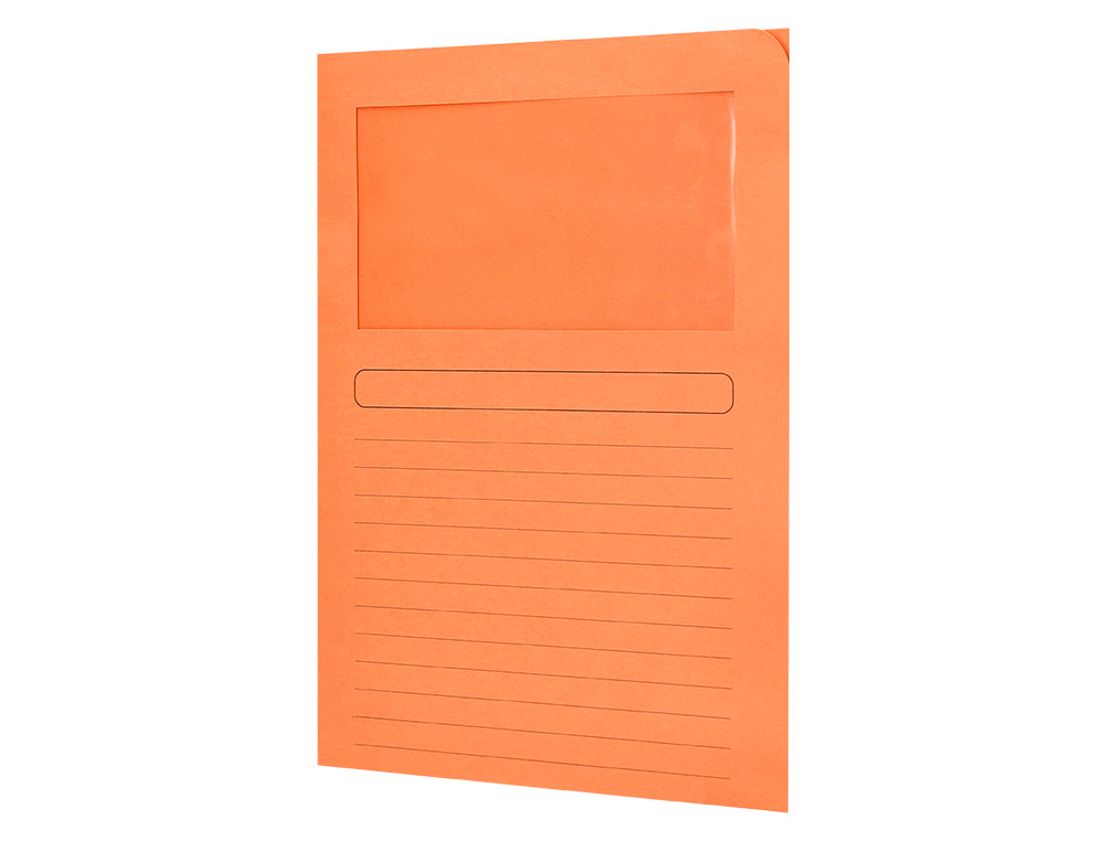 SUBCARPETA CARTULINA Q-CONNECT DIN A4 NARANJA CON VENTANA TRANSPARENTE 120 G/M2