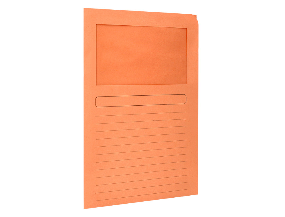 SUBCARPETA CARTULINA Q-CONNECT DIN A4 NARANJA CON VENTANA TRANSPARENTE 120 G/M2