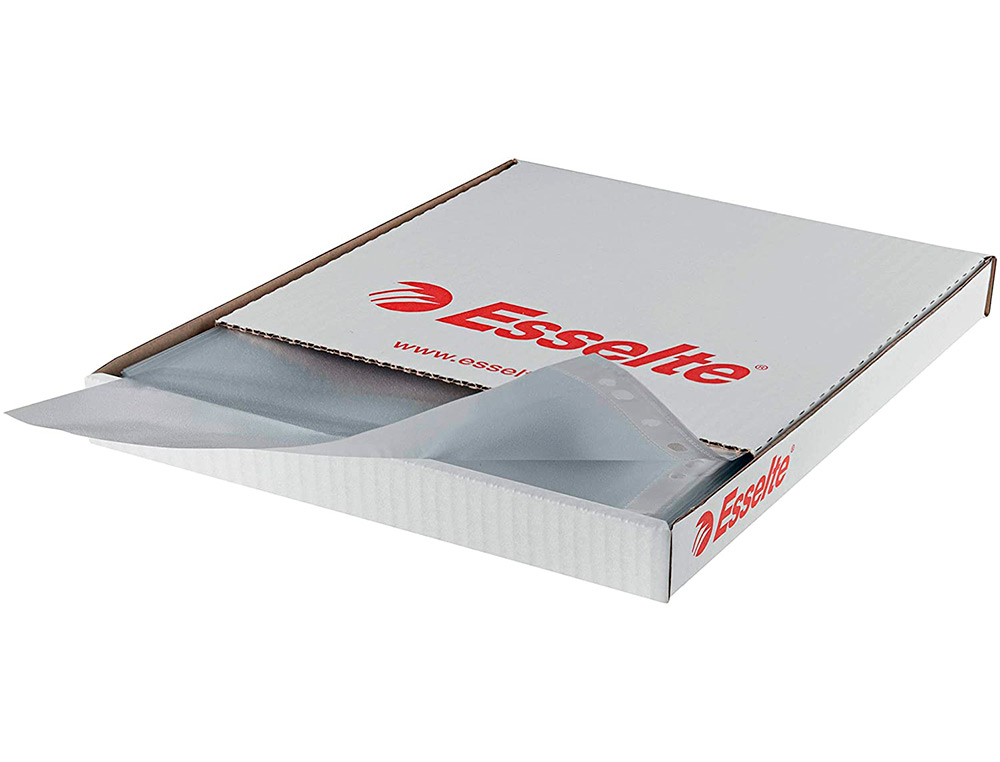 FUNDA MULTITALADRO ESSELTE FOLIO POLIPROPILENO 80 MC CRISTAL CAJA DE 100 UNIDADES
