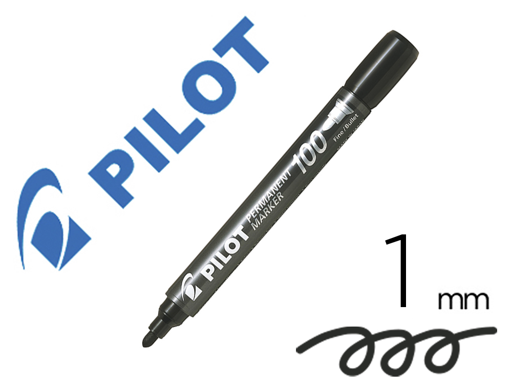 ROTULADOR PILOT MARCADOR PERMANENTE SCA-100 PUNTA CONICA 1 MM COLOR NEGRO