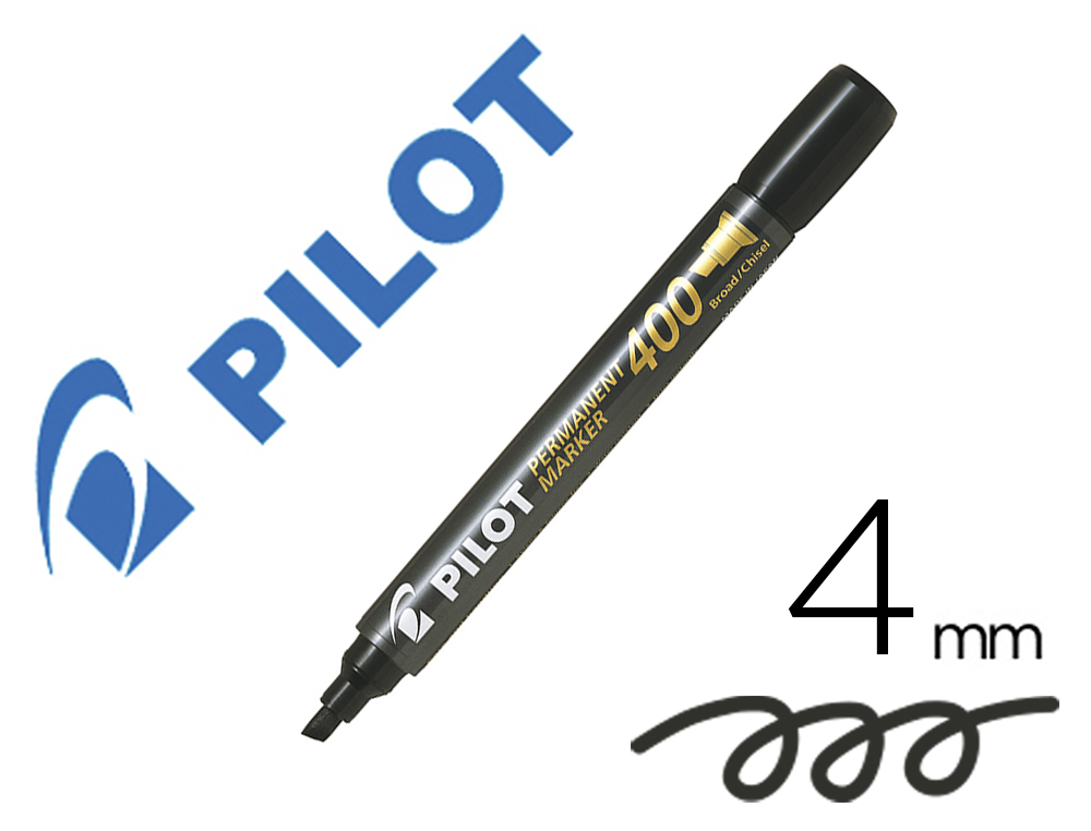 ROTULADOR PILOT MARCADOR PERMANENTE SCA-400 PUNTA BISELADA 4 MM COLOR NEGRO
