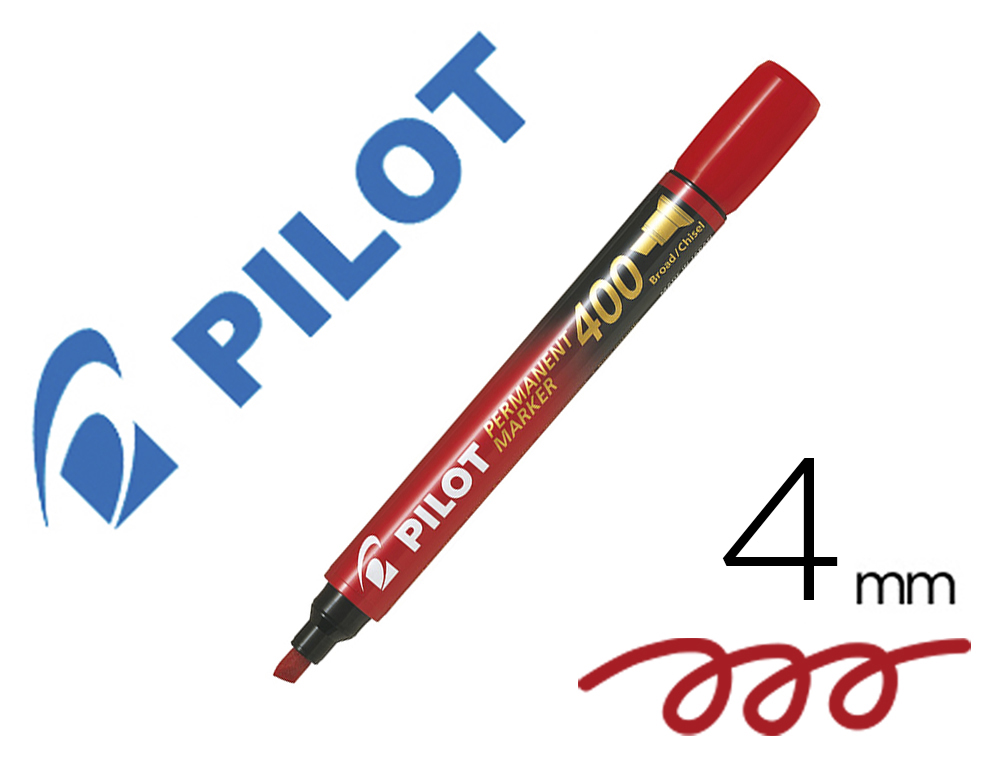 ROTULADOR PILOT MARCADOR PERMANENTE SCA-400 PUNTA BISELADA 4 MM COLOR ROJO
