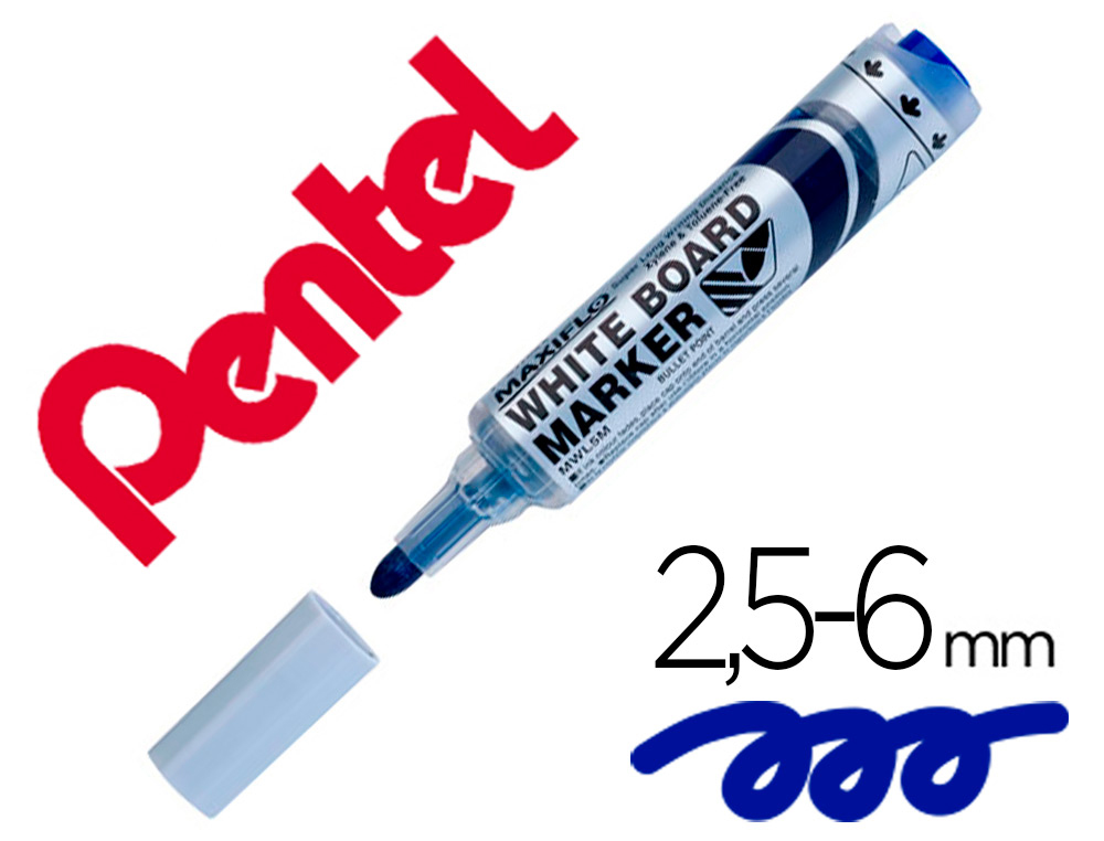 ROTULADOR PENTEL MAXIFLO PARA PIZARRA BLANCA PUNTA REDONDA 2,5-6 MM COLOR AZUL