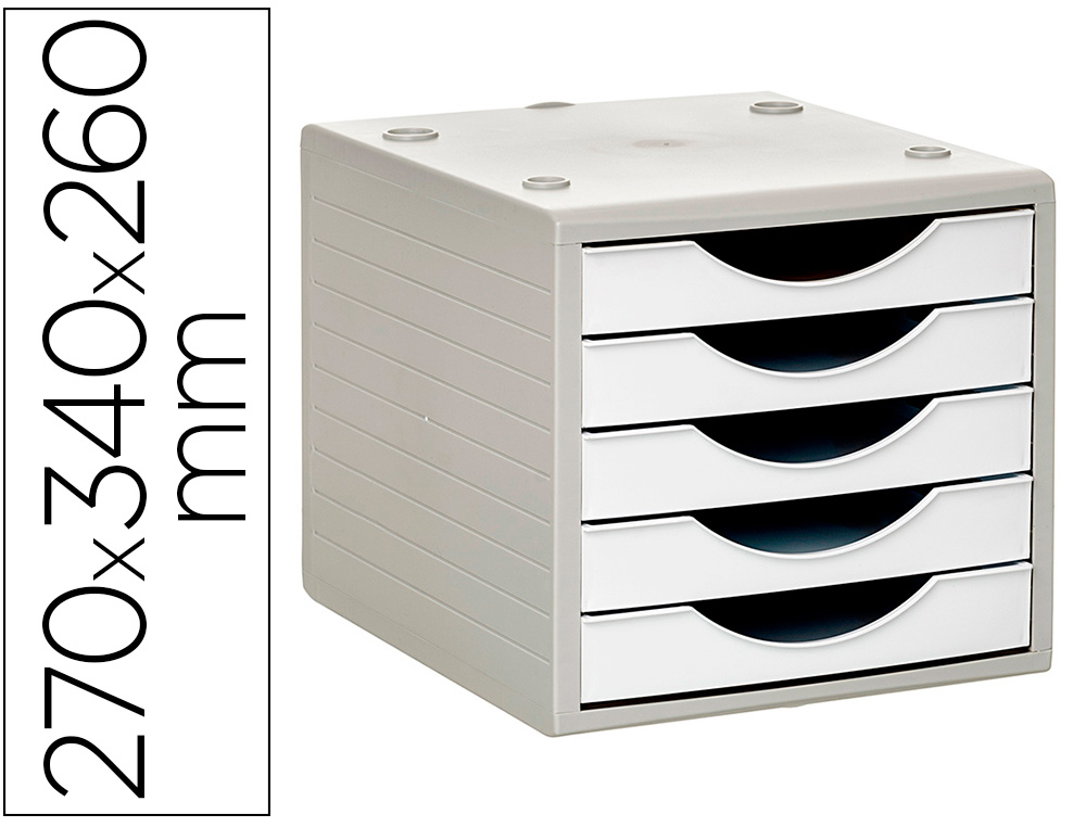 FICHERO CAJONES DE SOBREMESA Q-CONNECT 5 CAJONES COLOR BLANCO OPACO 270X340X260 MM