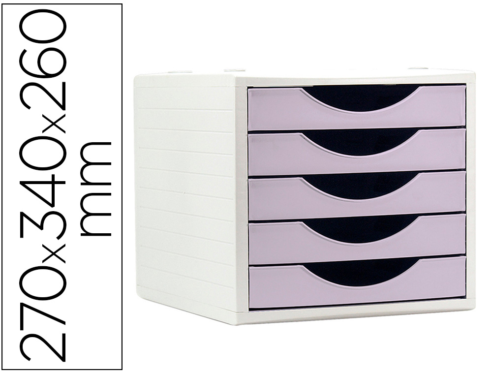 FICHERO CAJONES DE SOBREMESA Q-CONNECT 5 CAJONES COLOR LAVANDA PASTEL 270X340X260 MM