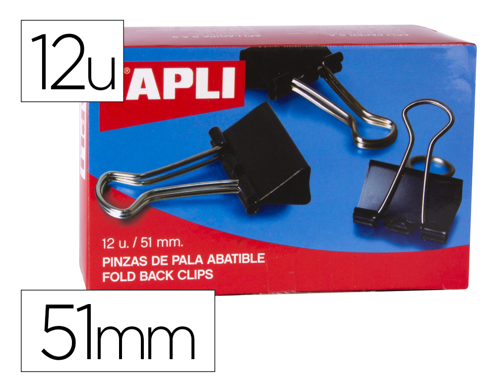 PINZA METALICA APLI REVERSIBLE 51 MM CAJA DE 12 UNIDADES