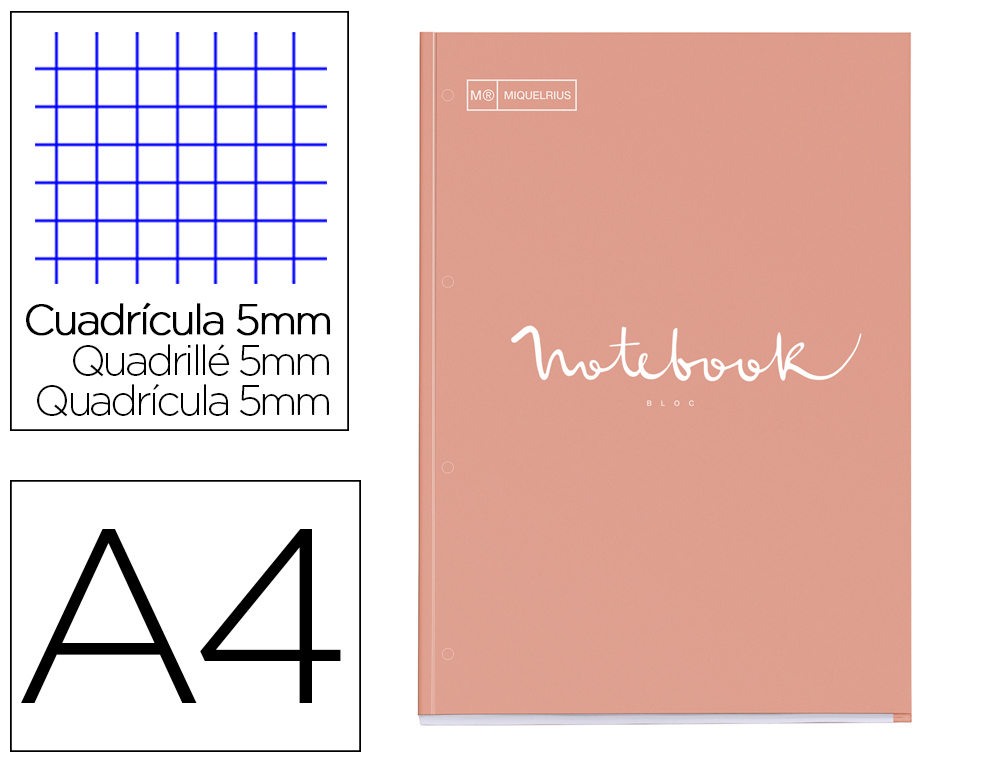 BLOC ENCOLADO MIQUELRIUS NOTEBOOK 1 EMOTIONS TAPA CARTONCILLO DIN A4 80 HOJAS 90G/M2 CUADRO 5 MM COLOR