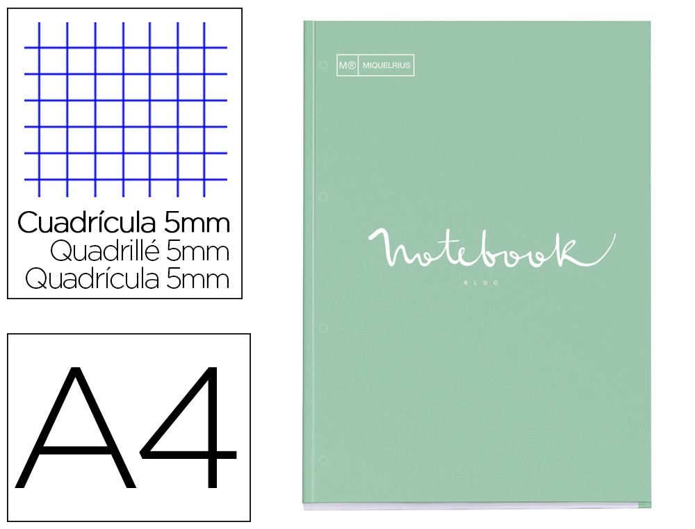 BLOC ENCOLADO MIQUELRIUS NOTEBOOK 1 EMOTIONS TAPA CARTONCILLO DIN A4 80 HOJAS 90G/M2 CUADRO 5 MM COLOR