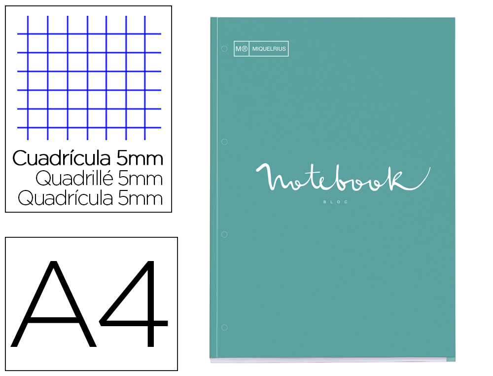 BLOC ENCOLADO MIQUELRIUS NOTEBOOK 1 EMOTIONS TAPA CARTONCILLO DIN A4 80 HOJAS 90G/M2 CUADRO 5 MM COLOR