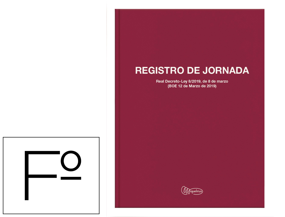 LIBRO MIQUELRIUS FOLIO 40 HOJAS REGISTRO HORARIO LABORAL