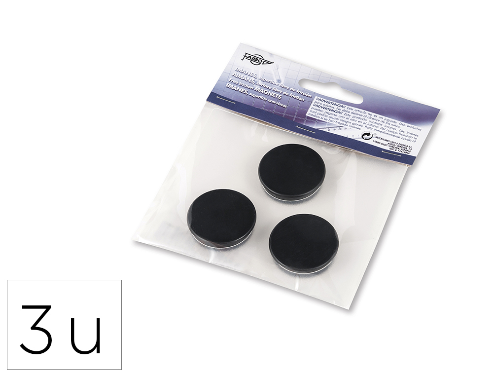 IMAN PARA SUJECION FAIBO 30 MM DIAMETRO NEGRO BLISTER DE 3 UNIDADES