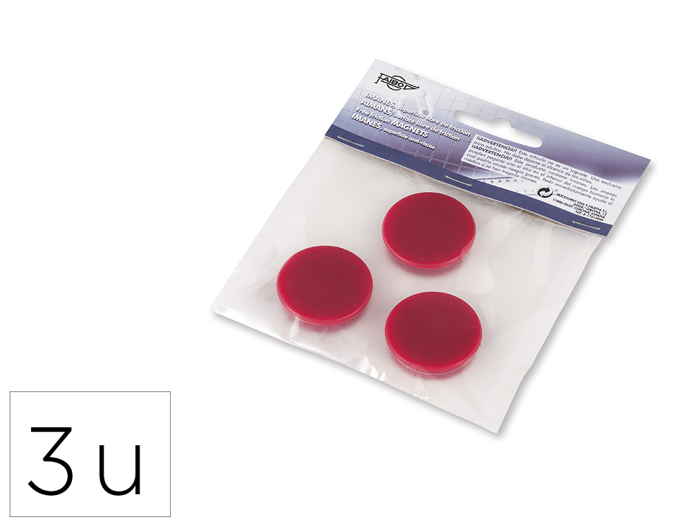 IMAN PARA SUJECION FAIBO 30 MM DIAMETRO ROJO BLISTER DE 3 UNIDADES