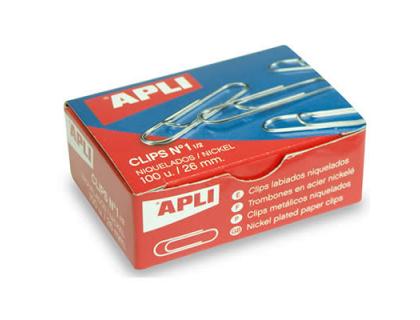 CLIPS APLI NIQUELADOS N1,5 26 MM CAJA DE 100 UNIDADES