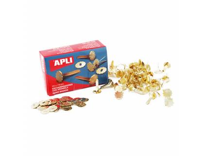 ENCUADERNADORES APLI METALICOS CON ARANDELAS 18 MM CAJA DE 100 UNIDADES