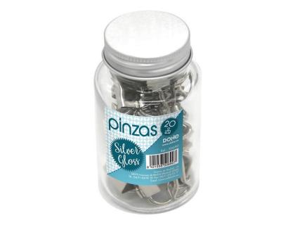 PINZA METALICA DOHE 19 MM PLATA BRILLO BOTE DE CRISTAL DE 20 UNIDADES