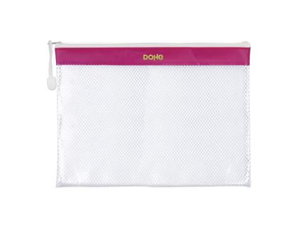 BOLSA MULTIUSOS DOHE PVC DIN A4 APERTURA SUPERIOR CON CREMALLERA ROSA