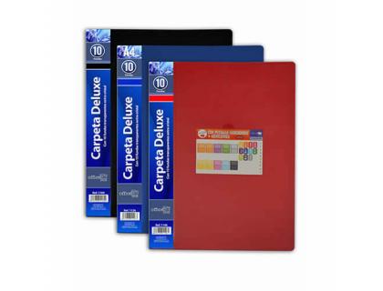 CARPETA OFFICE BOX ESCAPARATE 10 FUNDAS POLIPROPILENO DIN A4 LOMO Y PORTADA PERSONALIZABLE ROJO