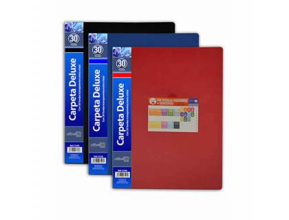 CARPETA OFFICE BOX ESCAPARATE 30 FUNDAS POLIPROPILENO DIN A4 LOMO Y PORTADA PERSONALIZABLE AZUL