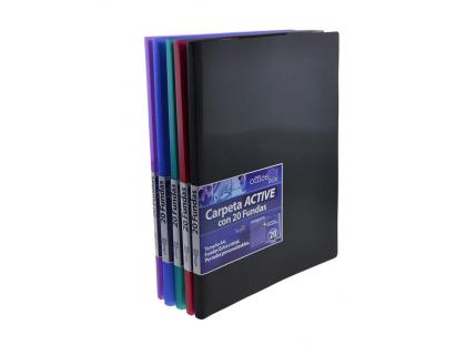 CARPETA OFFICE BOX ESCAPARATE 60 FUNDAS ACTIVE POLIPROPILENO DIN A4 5 COLORES SURTIDOS