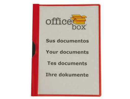 CARPETA OFFICE BOX DOSSIER PINZA LATERAL POLIPROPILENO DIN A4 PINZA DESLIZANTE CAPACIDAD 30 HOJAS ROJO