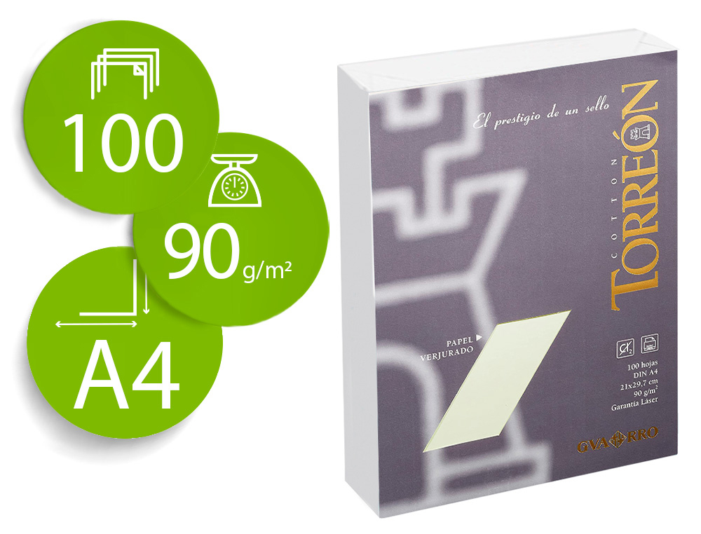 PAPEL TORREON AHUESADO A4 90 GR PAQUETE DE 100 HOJAS